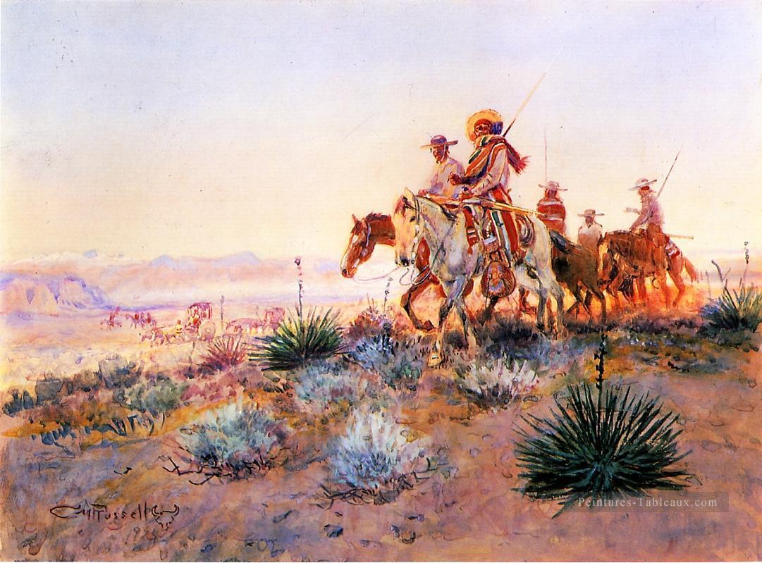 Buffalo Hunters mexicain cow boy Art occidental Amérindien Charles Marion Russell Peintures à l'huile